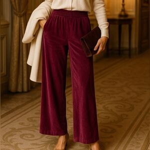 Michael Kors Wide-Leg Velour Lounge Pants | Plum Berry